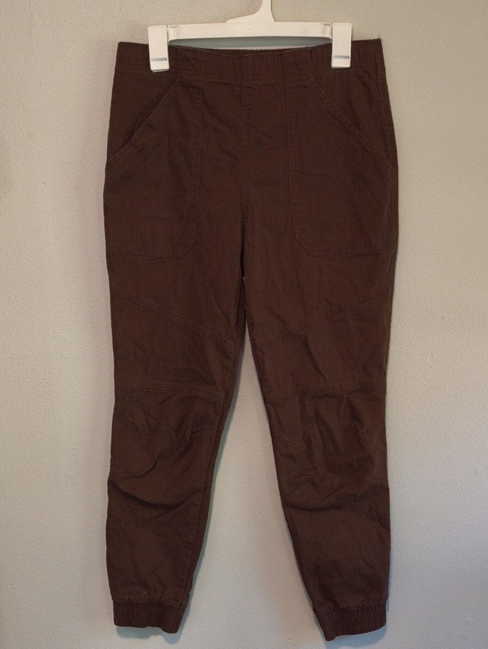 Rewash Brown Elastic-Cuff Utility Joggers Large